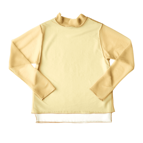 High Neck Pullover / Darkbeige × Yellow