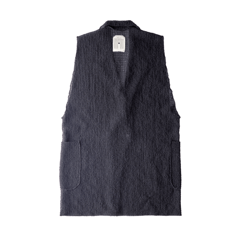 Gilet jacket / Black / shirring stretch