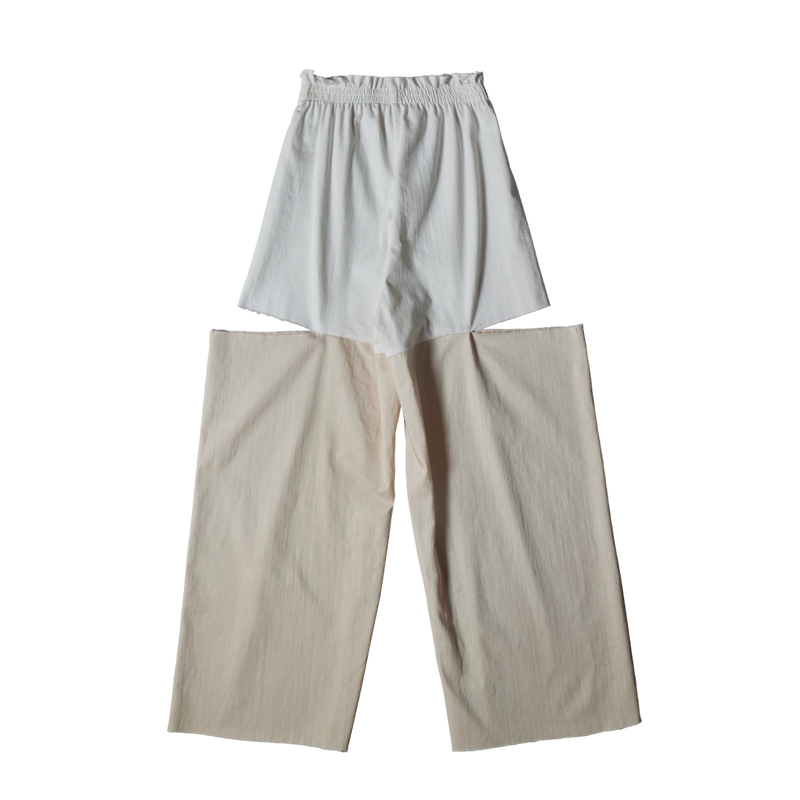 Cut Pants / White × Beige