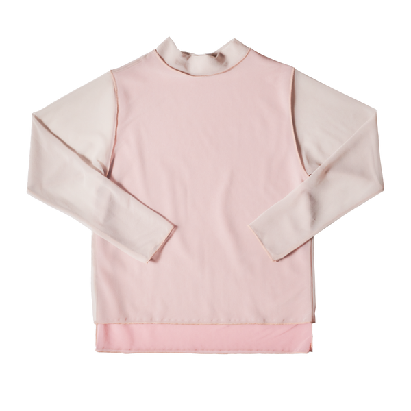 High Neck Pullover / Pink×Darkbeige