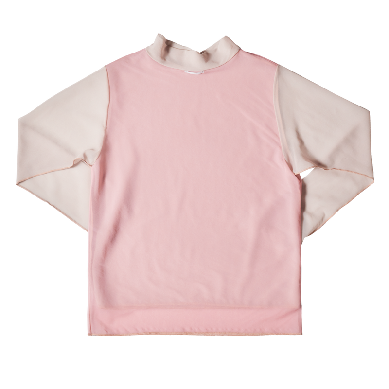 High Neck Pullover / Pink×Darkbeige